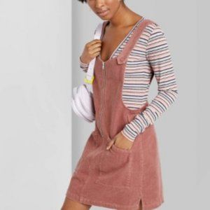 Wild Fable Sleeveless Corduroy Pinafore Zip Front Mini Dress Size M